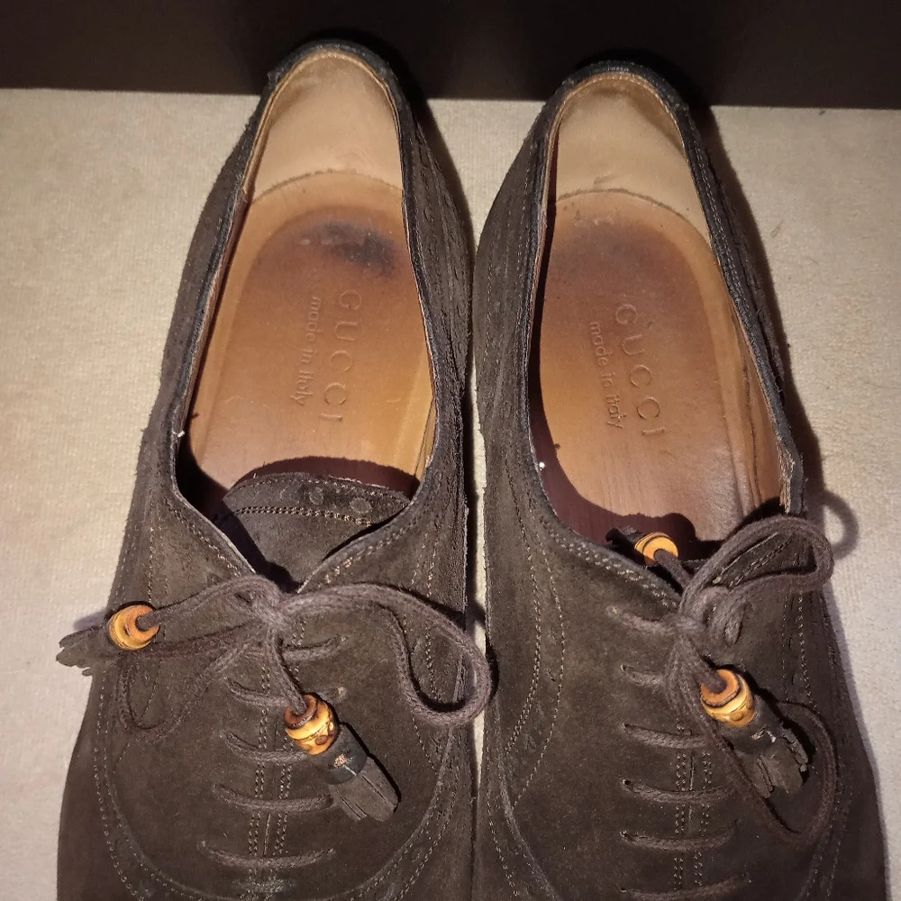 IOB Gucci Bamboo Accent Suede Brogues Men's Size: 9 - Picture 9 of 15